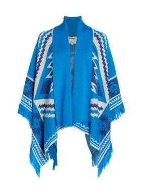 One size, L'AGENCE Austin Jacquard Cape, Merino and cotton